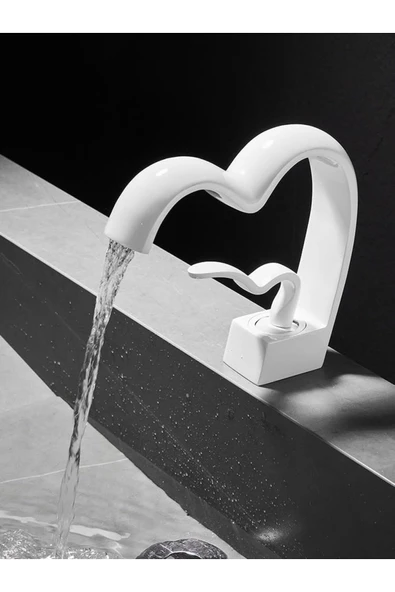 Banyo Lavabo Bataryası Beyaz Renk Şelale Kalp Yeni Tasarım 7 Yıl Garantili İthal - 2