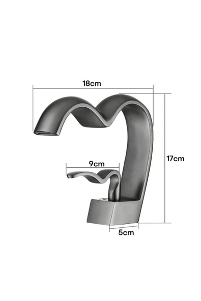 Banyo Lavabo Bataryası Siyah Renk Şelale Kalp Yeni Tasarım 7 Yıl Garantili İthal - Resim 3