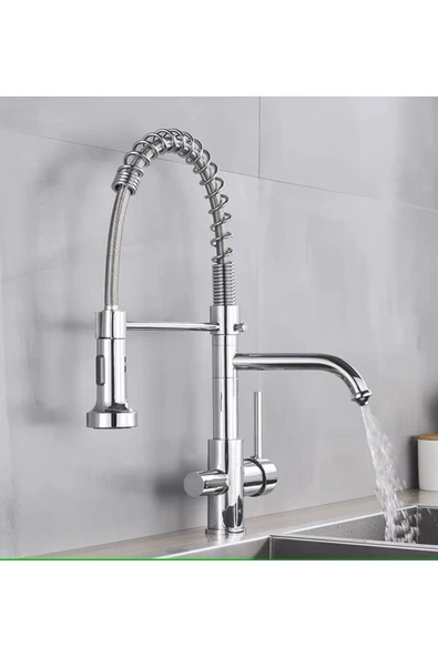 Mutfak Evye Bataryası Dual Flow Su Arıtma Çıkışlı Spiralli Ve Fiskiyeli 7 Yıl Garanti Ithal KROM - Resim 4