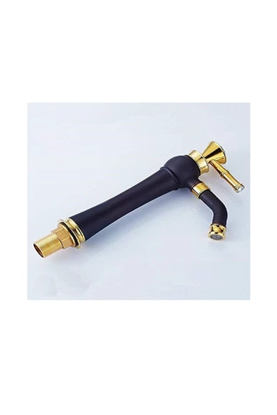 Banyo Çanak Lavabo Bataryası Siyah Gold Renk Taşlı Model 7 Yıl Garantili Ithal - 4
