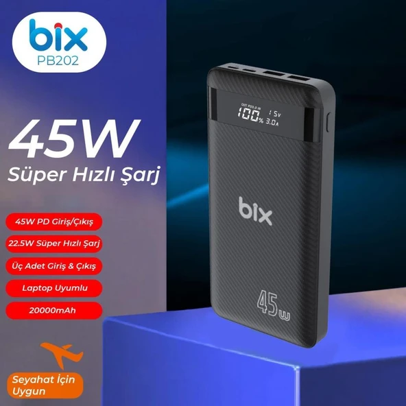 Bix PB202 Siyah 20000 mAh Hızlı Şarj Powerbank - Teşhir - 3