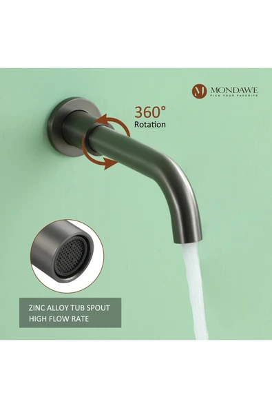 Banyo Bataryası Duş Seti Ankastre Anrasit Yeni Ürün 3 Yollu Model Sıva Altı Dahil 7 Yıl Garantili - 5