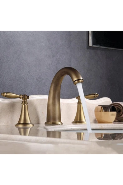 Banyo Lavabo Bataryası Ankastre 3lü Set Antik Renk Yeni Model 7 Yıl Garantili İthal - 3