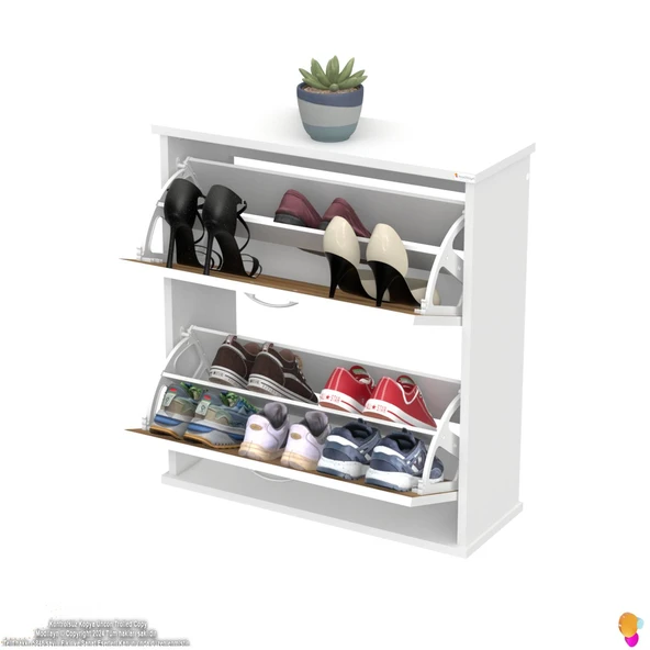 Modilayn UMAY Asma Kapı Önü 72 x 78 x 25, 5 cm’ lik 2 Düşer Kapak 4 Göz Bölmeli Ayakkabılık - 5