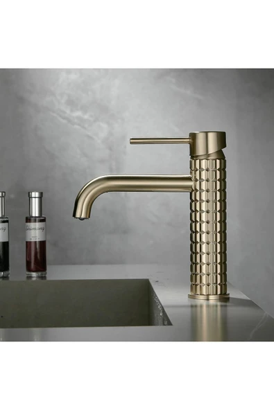 Banyo Lavabo Bataryası Mat Gold Renk Yeni Model 7 Yıl Garantili Ithal - 7