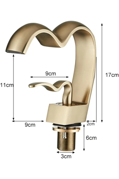 Banyo Lavabo Bataryası Mat Gold Renk Şelale Kalp Yeni Tasarım 7 Yıl Garantili İthal - 7