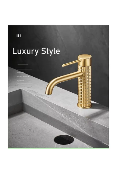 Banyo Lavabo Bataryası Mat Gold Renk Yeni Model 7 Yıl Garantili Ithal - 8