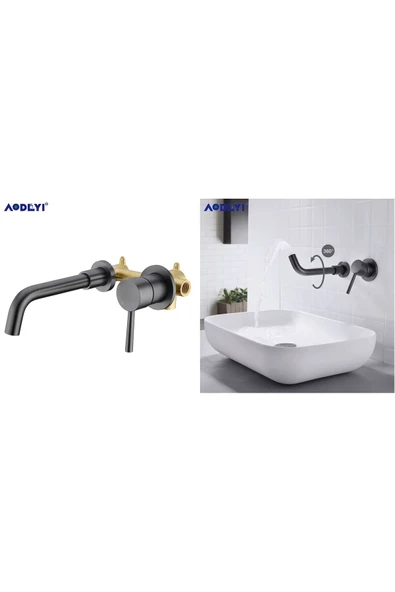 Banyo Ankastre Lavabo Bataryası Antrasit Renk Yeni Model Sıva Altı Dahil 7 Yıl Garanti İthal - 7