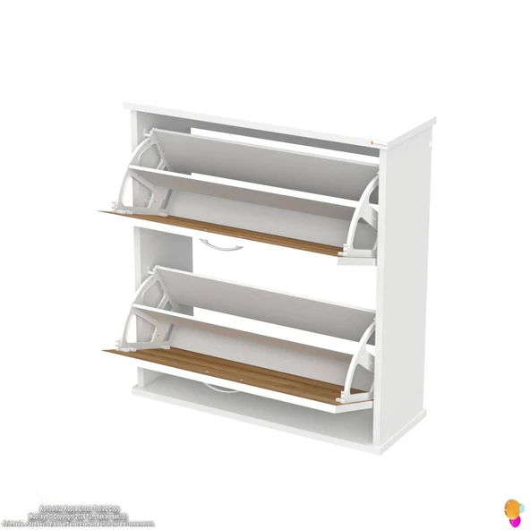 Modilayn UMAY Asma Kapı Önü 72 x 78 x 25, 5 cm’ lik 2 Düşer Kapak 4 Göz Bölmeli Ayakkabılık - 7