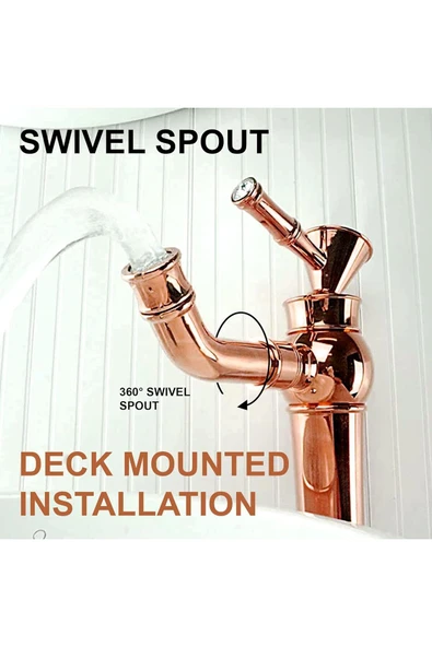 Banyo Çanak Lavabo Bataryası Rose Renk Taşlı Model 7 Yıl Garantili Ithal - Resim 2