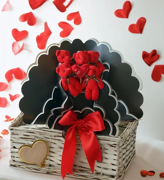 Premium Yumoş Kırmızı Peluş Ayıcık Buketi, Sevgiliye, Doğum Gününe Hediye - 3