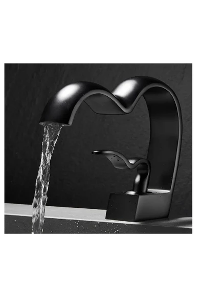 Banyo Lavabo Bataryası Siyah Renk Şelale Kalp Yeni Tasarım 7 Yıl Garantili İthal - Resim 2