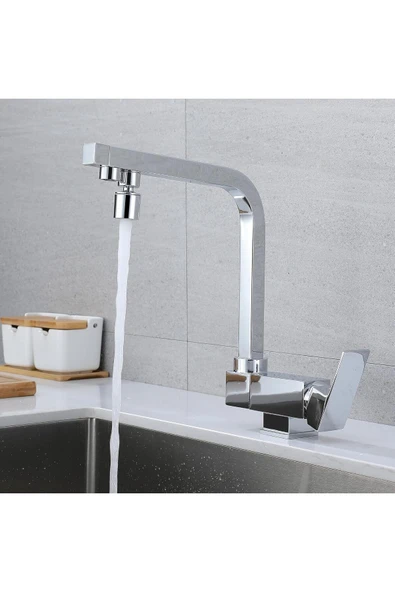 Mutfak Pencere Önü Katlanır Evye Bataryası Su Arıtma Çıkışlı Yeni Krom Renk 7 Yıl Garantili ithal - Resim 5