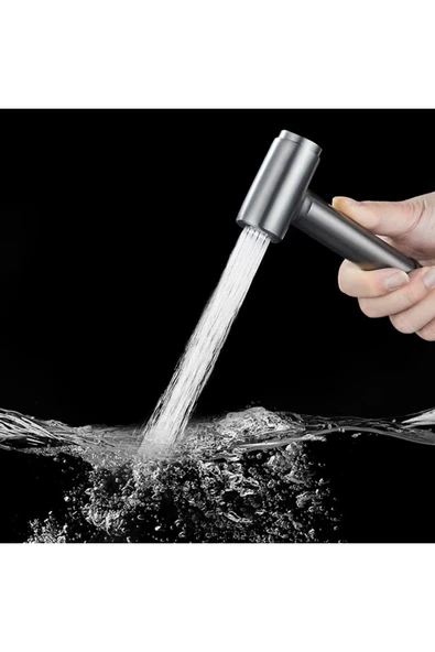 Banyo Bide Basınçlı Püskürtücü Taharet Musluğu Klozet Hortumu Antrasit Renk İthal 7 Yıl Garantili - Resim 5