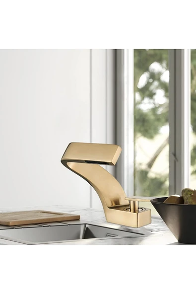 Banyo Lavabo Bataryası Mat Gold Renk Şelale Yeni Tasarım 7 Yıl Garantili İthal - 5
