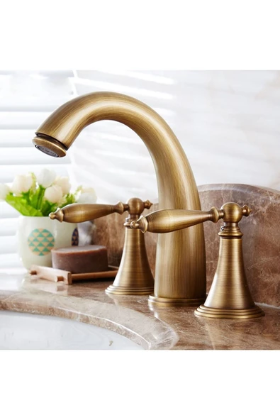 Banyo Lavabo Bataryası Ankastre 3lü Set Antik Renk Yeni Model 7 Yıl Garantili İthal - 2