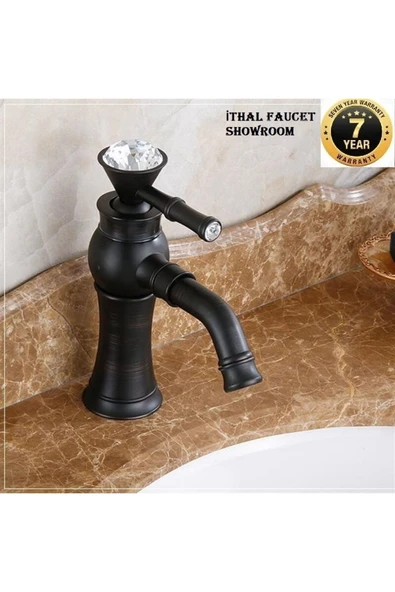 Banyo Lavabo Bataryası Siyah Renk Taşlı Model Yeni Tasarım 7 Yıl Garantili İthal