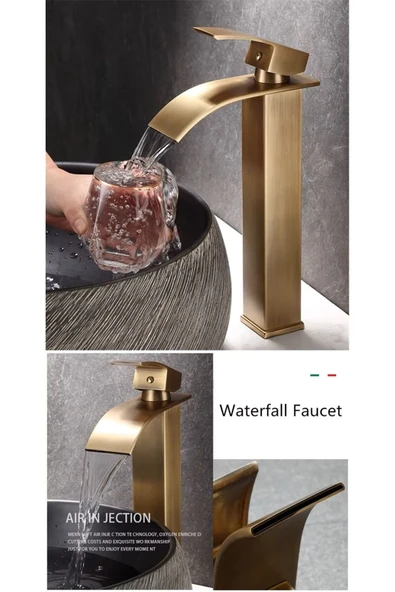 Banyo Çanak Lavabo Bataryası Antik Renk Şelale Model 7 Yıl Garantili Ithal - Resim 6