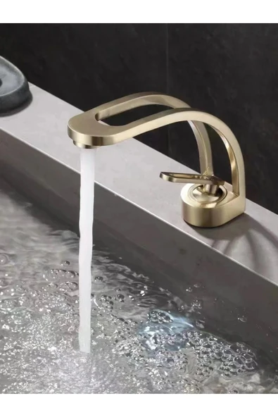 Banyo Lavabo Bataryası Mat Gold Renk Şelale Yeni Tasarım 7 Yıl Garantili İthal - 2