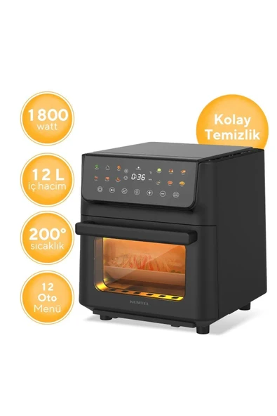 KUMTEL XXL 12 Litre Fastfryer (Yağsız Fritöz Airfryer )  Çok Fonksiyonlu Siyah 1800 Watt  HAF-10 - 2