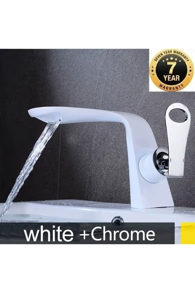 Banyo Lavabo Bataryası Beyaz/Krom Yeni Model Şelale 7 Yıl Garantili İthal - 1