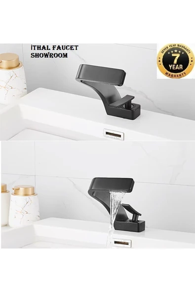Banyo Lavabo Bataryası Antrasit Renk Şelale Yeni Tasarım 7 Yıl Garantili İthal