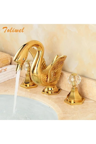BANYO LAVABO BATARYASI KUĞU GOLD ALTIN DORE 3 LÜ SET YENİ MODEL İTHAL 7 YIL GARANTİLİ - Resim 3