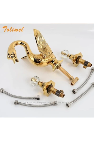 BANYO LAVABO BATARYASI KUĞU GOLD ALTIN DORE 3 LÜ SET YENİ MODEL İTHAL 7 YIL GARANTİLİ - Resim 7