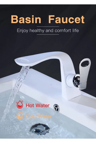 Banyo Lavabo Bataryası Beyaz/Krom Yeni Model Şelale 7 Yıl Garantili İthal - 3