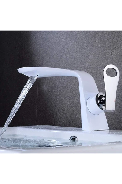 Banyo Lavabo Bataryası Beyaz/Krom Yeni Model Şelale 7 Yıl Garantili İthal - 2