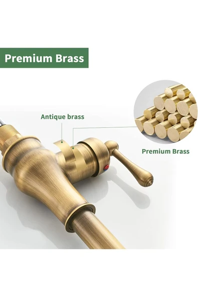 Mutfak Evye Bataryası Antik Renk Spiralli Fiskiyeli 7 Yıl Garantili İthal - Resim 6