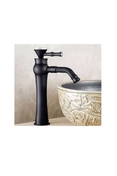 Banyo Çanak Lavabo Bataryası Siyah Renk Taşlı Model 7 Yıl Garantili Ithal - 4