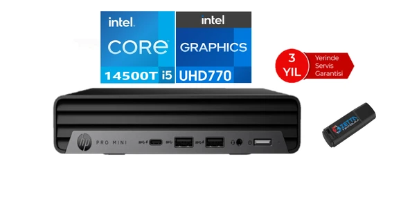 Hp Pro Mini 400 G9 Intel Core I5 14500T 32GB Ddr5 1tb SSD Freedos Mini Masaüstü Bilgisayar 9937R4EA13+ZETTAUSBBELLEK ürün görseli