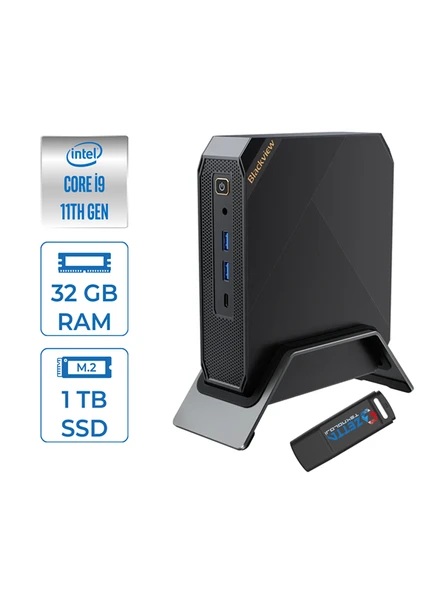 Blackview Intel Core I9 11900 32GB 1tb SSD Intel UHD Graphic Windows 11 Pro Mini Bilgisayar MP200I9P09 + Zettausbbellek