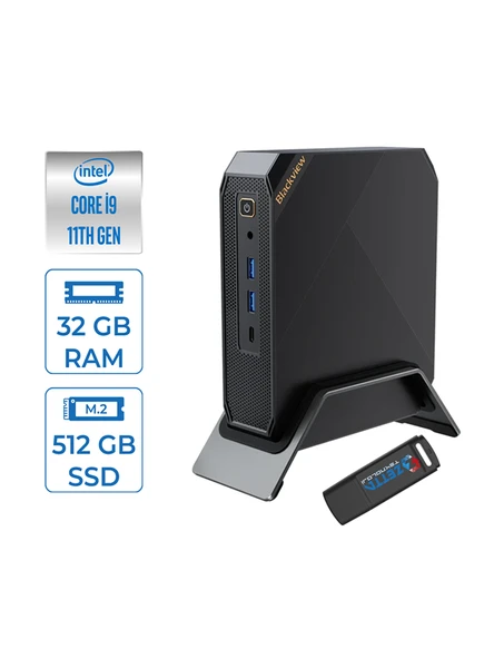 Blackview Intel Core I9 11900 32GB 512GB SSD Intel UHD Graphic Windows 11 Pro Mini Bilgisayar MP200I9P08 + Zettausbbellek