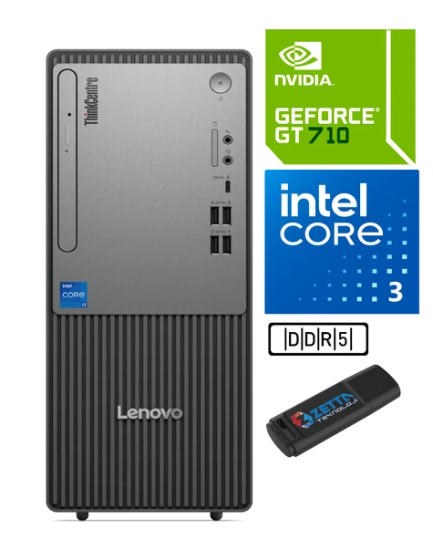 Lenovo Thinkcentre Neo 50T Gen 5 Intel Core I3-13100 16GB Ddr5 2tb SSD 2GB/GT710 Freedos Masaüstü Blgisayar NEO12UB0009TRV09+ZETTAUSBBELLEK