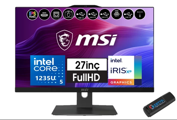 Msı Modern AM272P Intel Core I5 1235U 64GB 512GB SSD Fhd 27" IPS WINDOWS11PRO All In One Bilgisayar 99H6X8TS17+ZETTAUSBBELLEK