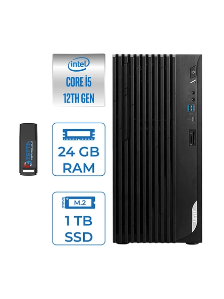 MSI Pro DP180 Intel Core I5 12400 24GB 1tb SSD Intel UHD Grafik Windows 11 Home Masaüstü Bilgisayar MS422XTRH05 + Zettausbbellek