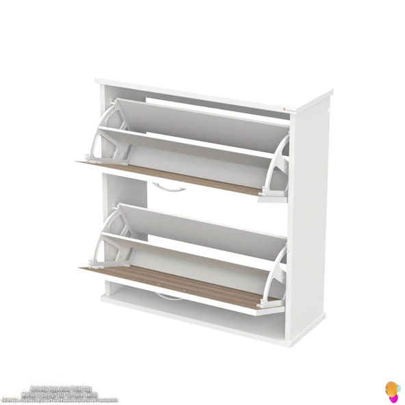 Modilayn UMAY Asma Kapı Önü 72 x 78 x 25,5 cm’ lik 2 Düşer Kapak 4 Göz Bölmeli Ayakkabılık - 7