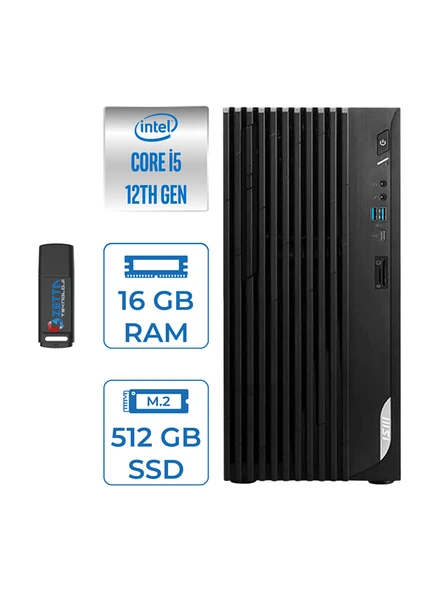 MSI Pro DP180 Intel Core I5 12400 16GB 512GB SSD Intel UHD Grafik Windows 11 Home Masaüstü Bilgisayar MS422XTRH20 + Zettausbbellek