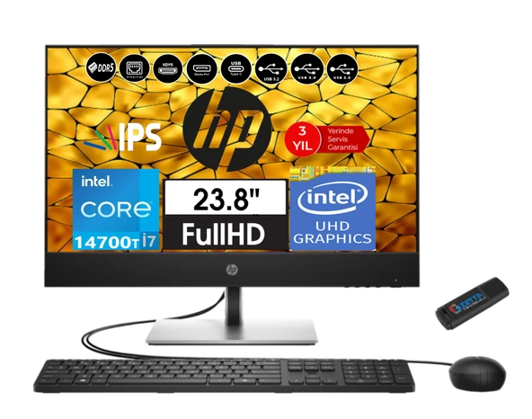 Hp Proone 440 G9 14.nesil Intel® Core I7 14700T 16GB Ddr5 2tb SSD Freedos  23.8" FHD  All In One Bilgisayar 99H6X8ETW04+ZETTAUSBBELLEK