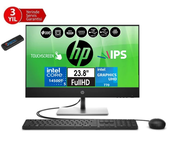 Hp Proone 440 G9 14.nesil Intel® Core I5 14500T 48GB Ddr5 512GB SSD Fhd 23.8" Dokunmatik IPS WINDOWS11HOME All In One Bilgisayar 99H6X2ETH12+ZETTAUSBBELLEK