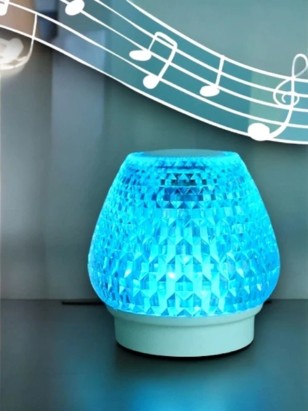 G5 Kristal Şarjlı Masa Lambası - 7 Renk Gece Lambası ve Bluetooth Hoparlör - Resim 2
