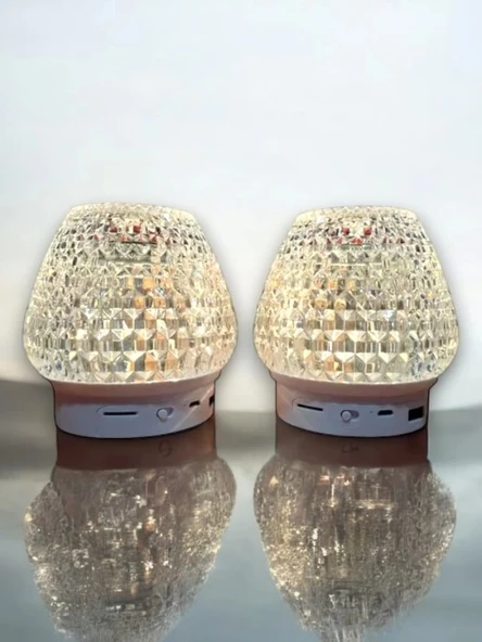 G5 Kristal Şarjlı Masa Lambası - 7 Renk Gece Lambası ve Bluetooth Hoparlör - Resim 4