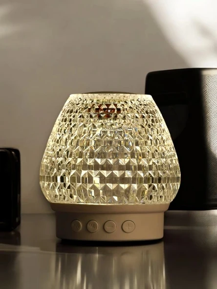 G5 Kristal Şarjlı Masa Lambası - 7 Renk Gece Lambası ve Bluetooth Hoparlör - Resim 5