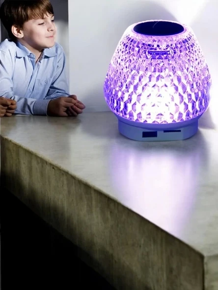 G5 Kristal Şarjlı Masa Lambası - 7 Renk Gece Lambası ve Bluetooth Hoparlör - Resim 3