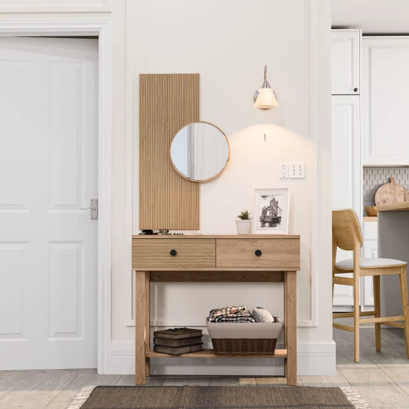 6014 GARDA MDF PROFİL AYAKLI 2 ÇEKMECELİ AYNALI DRESUAR SEPET YUNUS - 3