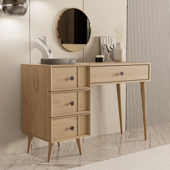 2254 ROSE AYNALI (AHŞAP AYAKLI)MDF PROFİL ÇERÇEVELİ 4 ÇEKMECELİ 120 CM MAKYAJ MASASI SEPET-YUNUS - 5