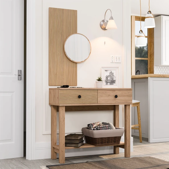 6014 GARDA MDF PROFİL AYAKLI 2 ÇEKMECELİ AYNALI DRESUAR SEPET YUNUS - 4