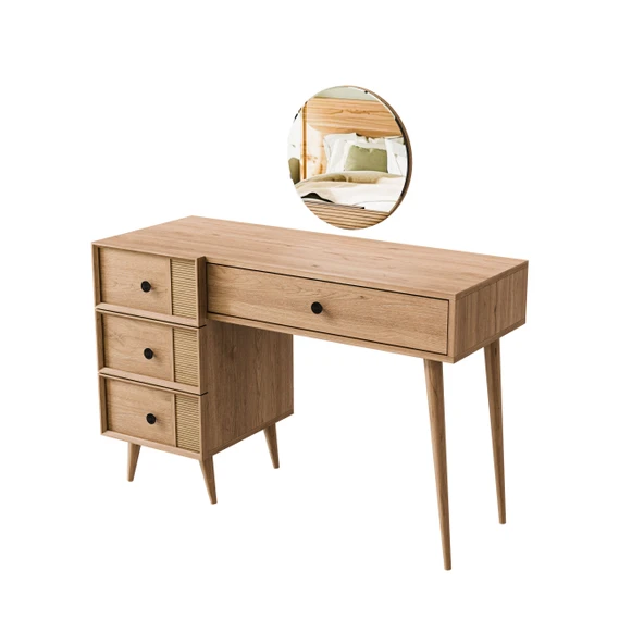 2254 ROSE AYNALI (AHŞAP AYAKLI)MDF PROFİL ÇERÇEVELİ 4 ÇEKMECELİ 120 CM MAKYAJ MASASI SEPET-YUNUS - 7